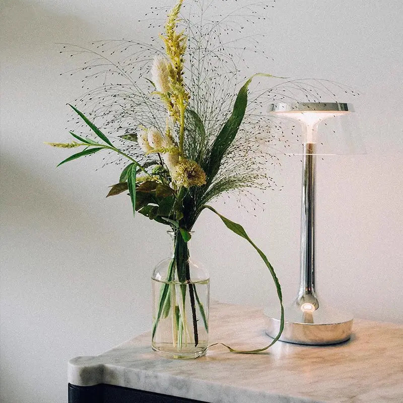 LuxeAura Crystal Touch Table Lamp With Rechargeable Glow