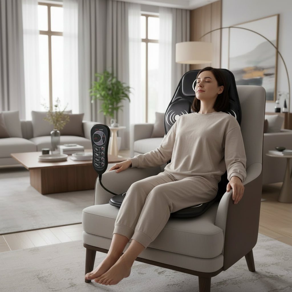 CalmCushion Electric Back Massage Cushion — Corded Vibration & Heat Function