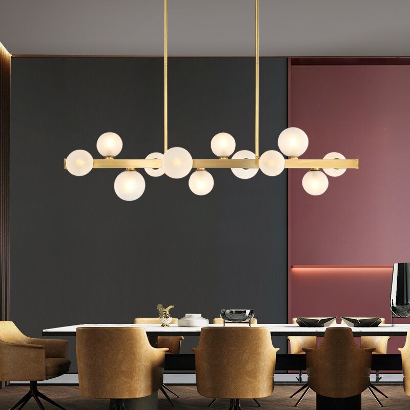 Lorien Copper Beam Pendant Light With Matte Glass Finish