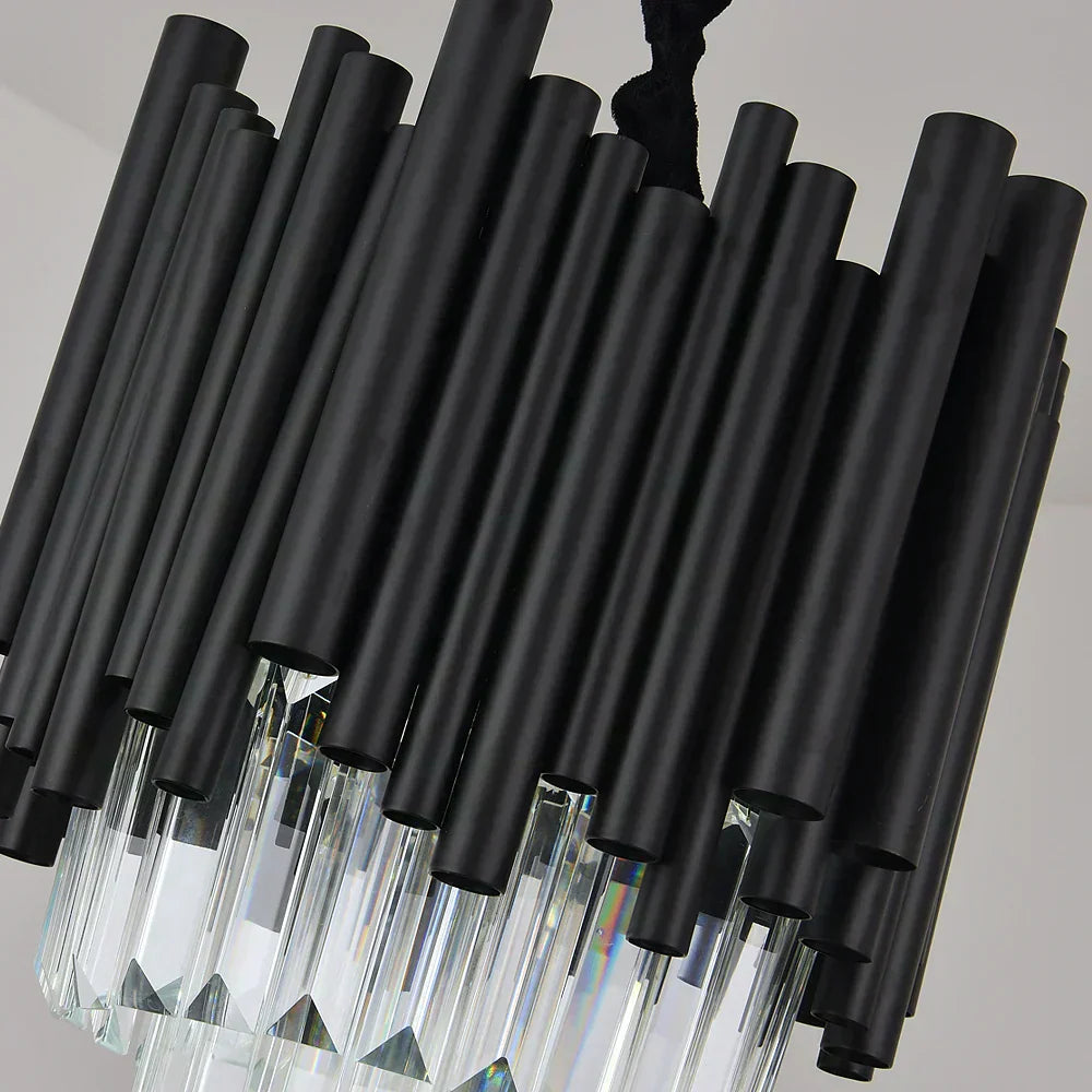Lyrae Noir Crystal Pendant Light In Aluminum Fixture