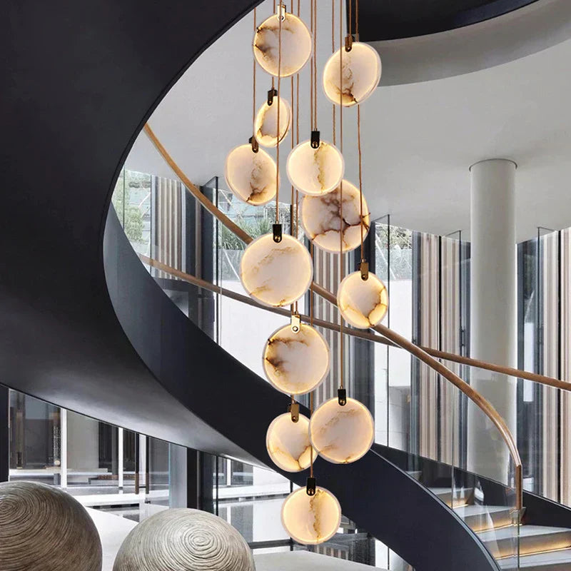 Aurea Marble Crystal Pendant Lights Modern LED Long