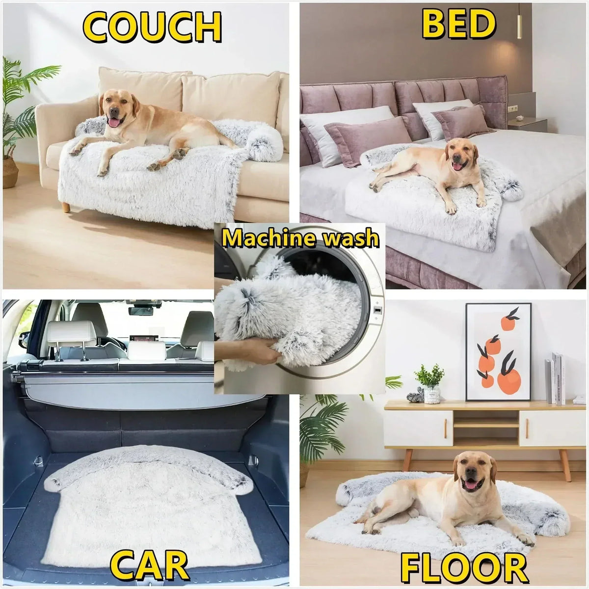 LuxePaws Manta acogedora de lujo para mascotas — Lavable a máquina, acolchado afelpado