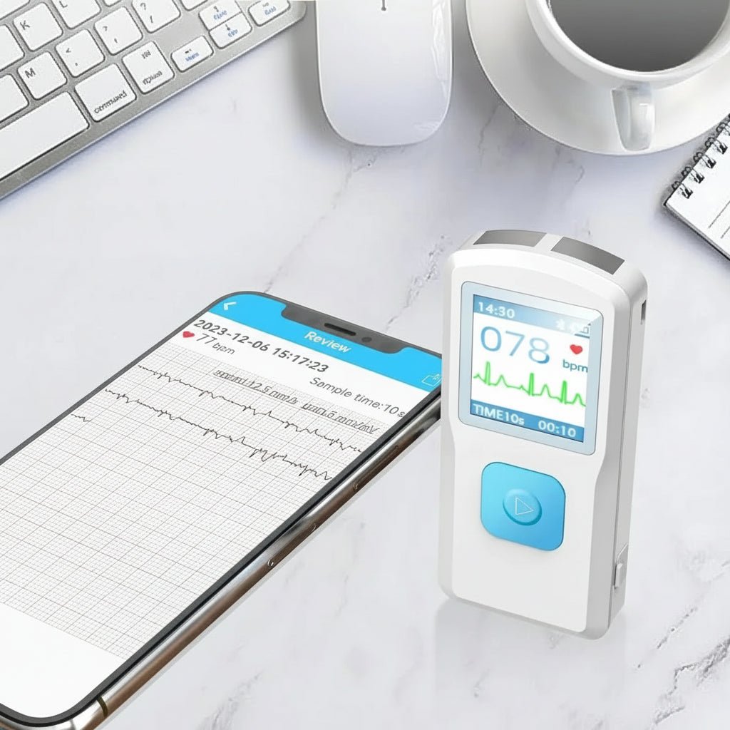 PulseTrack Bluetooth Electrocardiogram Device — Handheld Wireless App Sync
