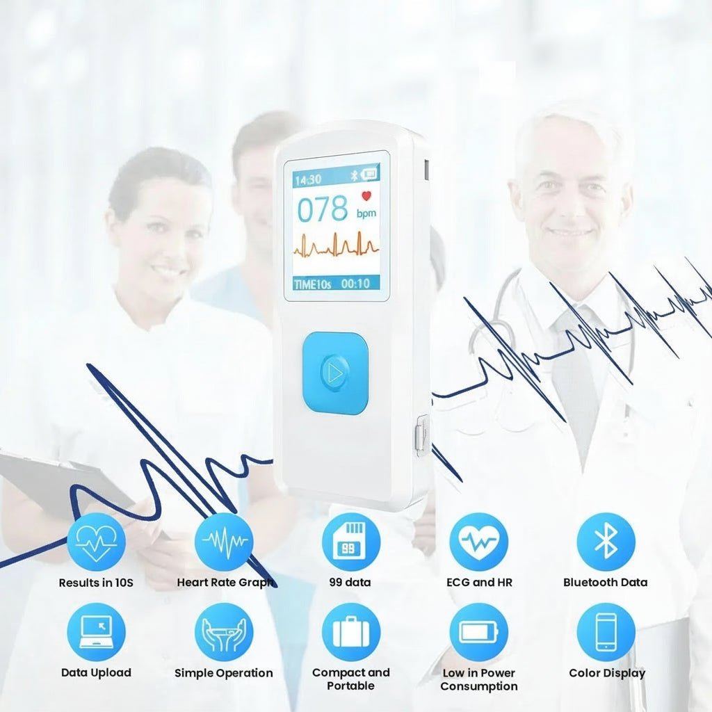 PulseTrack Bluetooth Electrocardiogram Device — Handheld Wireless App Sync
