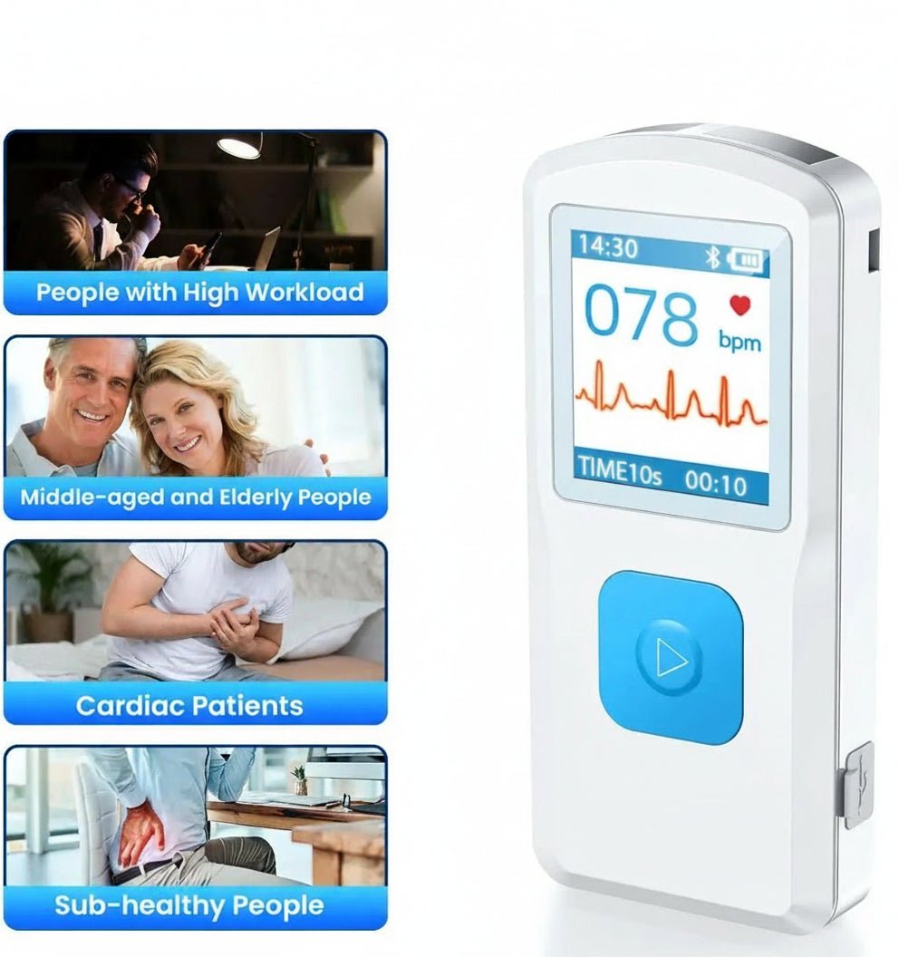 PulseTrack Bluetooth Electrocardiogram Device — Handheld Wireless App Sync