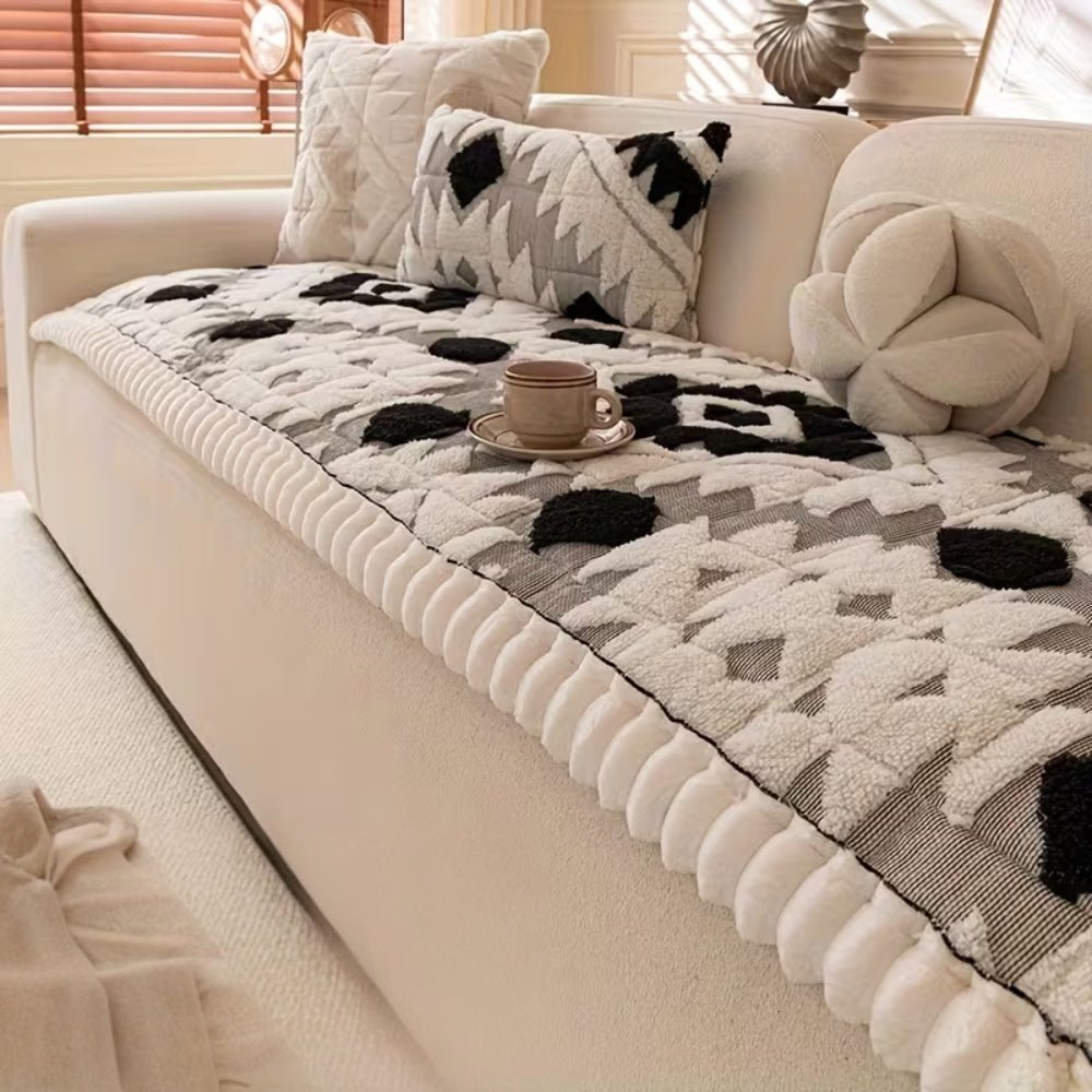 CozyNest Plush Quilted Sofa Cover — Elevated Cushioning, Shift-Resistant Design
