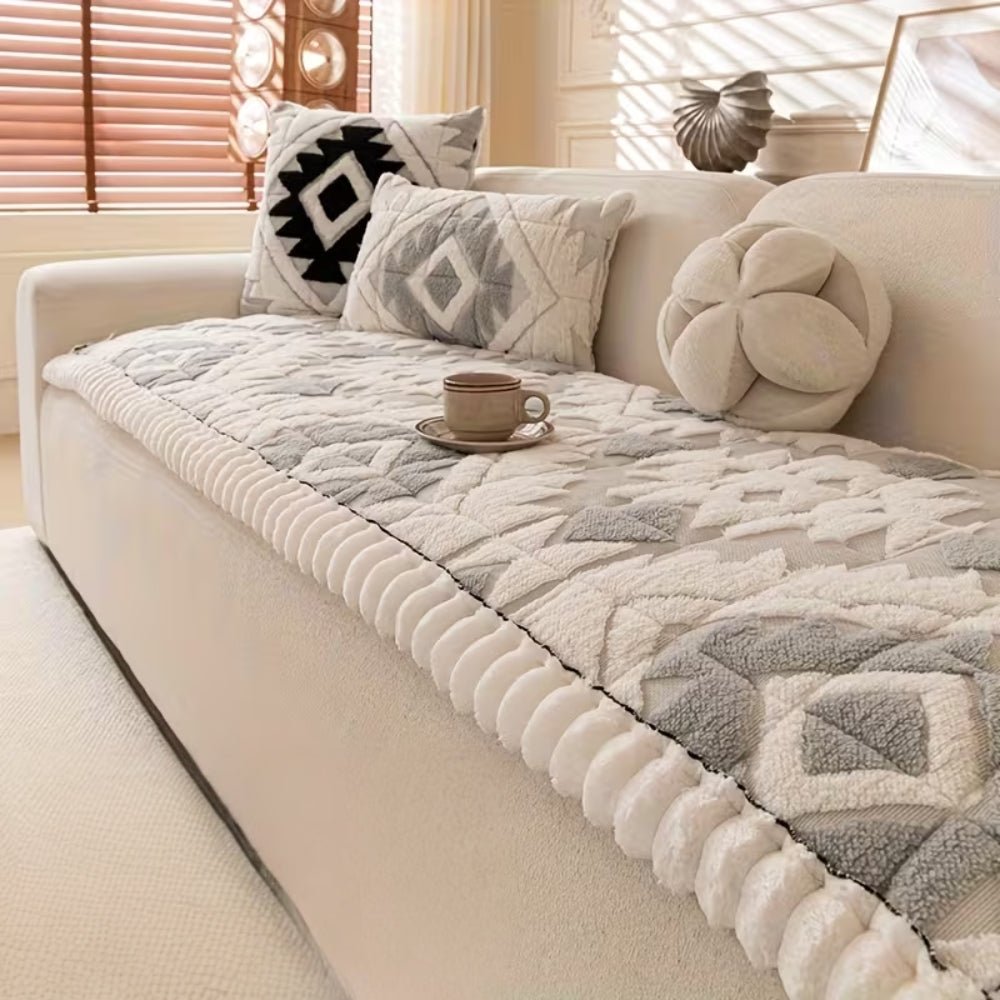 CozyNest Plush Quilted Sofa Cover — Elevated Cushioning, Shift-Resistant Design