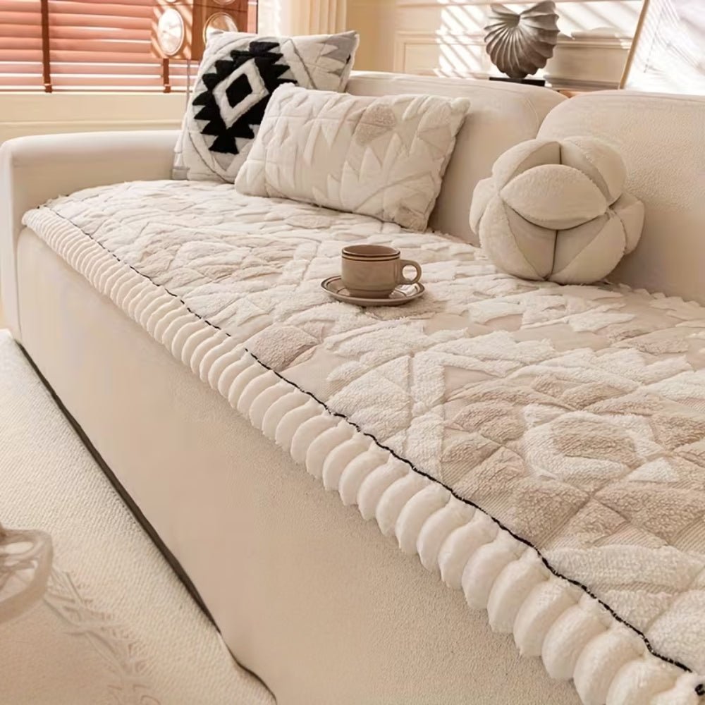 CozyNest Plush Quilted Sofa Cover — Elevated Cushioning, Shift-Resistant Design