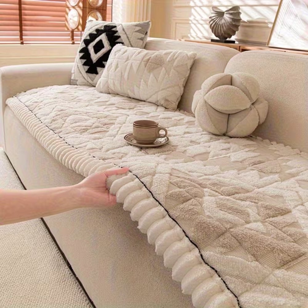 CozyNest Plush Quilted Sofa Cover — Elevated Cushioning, Shift-Resistant Design