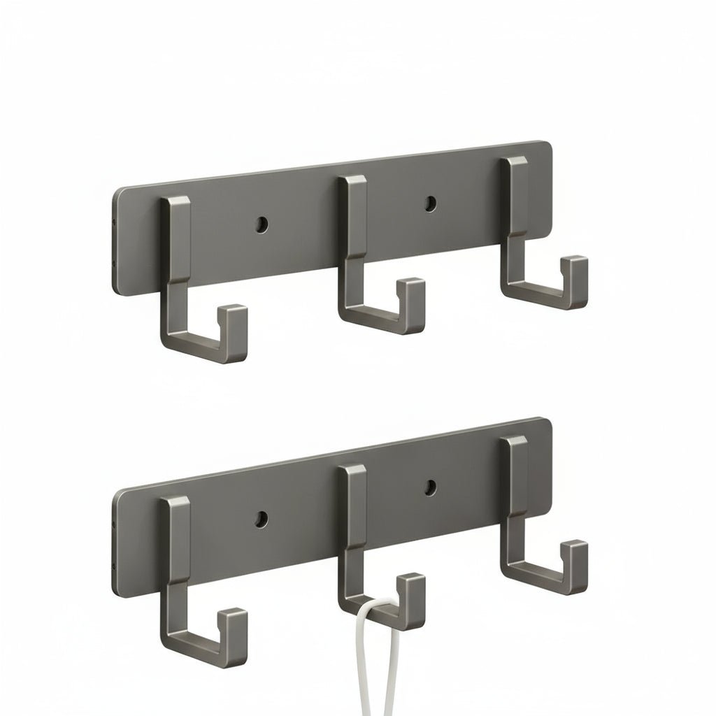 Wall Mounted Coat Rack — Stable Black Hooks, Heavy Duty Bracket