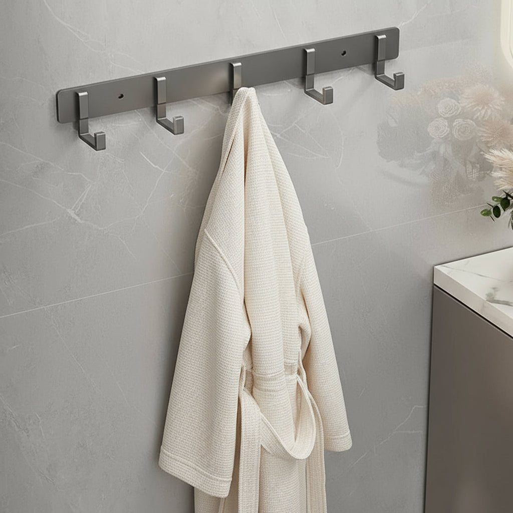 Wall Mounted Coat Rack — Stable Black Hooks, Heavy Duty Bracket