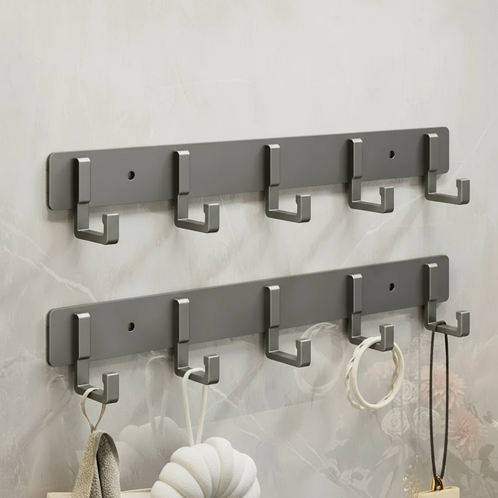 Wall Mounted Coat Rack — Stable Black Hooks, Heavy Duty Bracket
