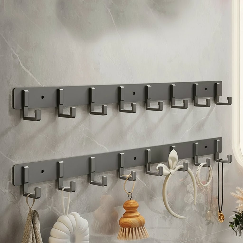 Wall Mounted Coat Rack — Stable Black Hooks, Heavy Duty Bracket
