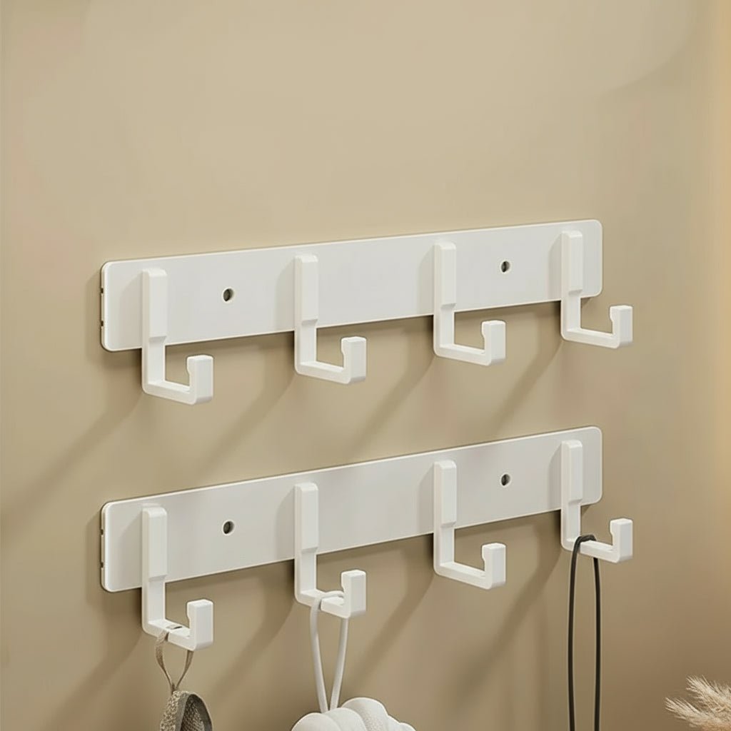 Wall Mounted Coat Rack — Stable Black Hooks, Heavy Duty Bracket