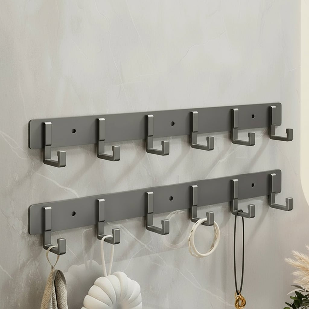 Wall Mounted Coat Rack — Stable Black Hooks, Heavy Duty Bracket