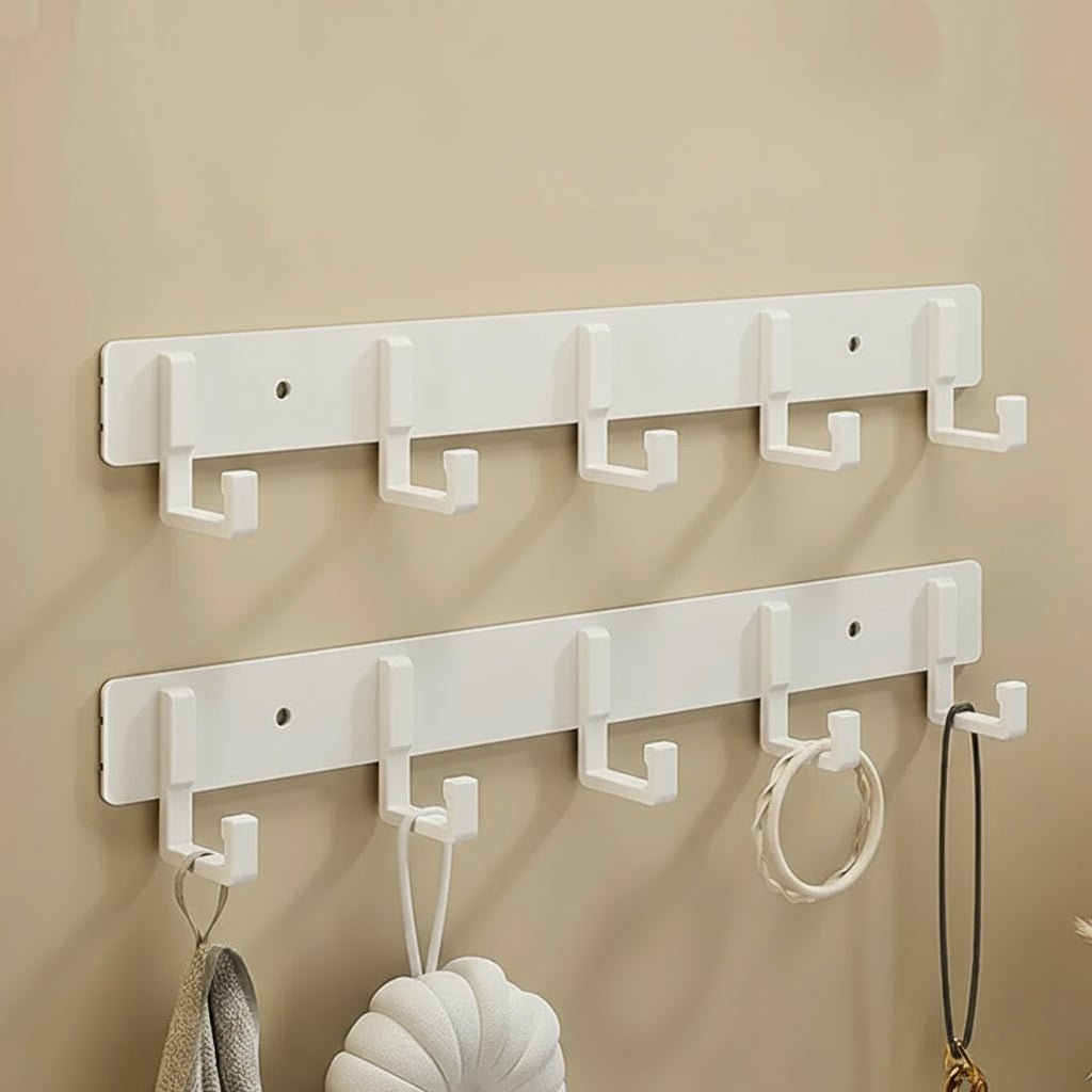 Wall Mounted Coat Rack — Stable Black Hooks, Heavy Duty Bracket