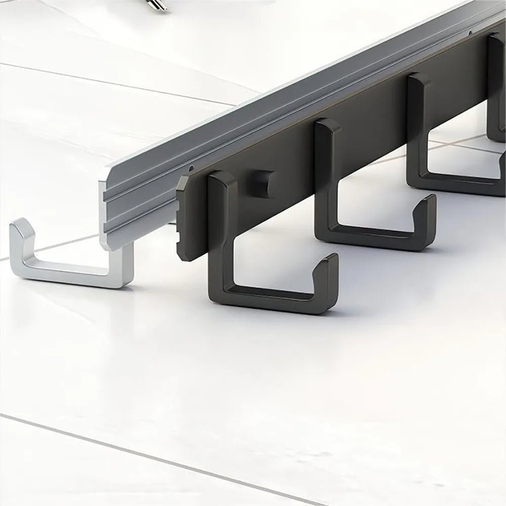 Wall Mounted Coat Rack — Stable Black Hooks, Heavy Duty Bracket