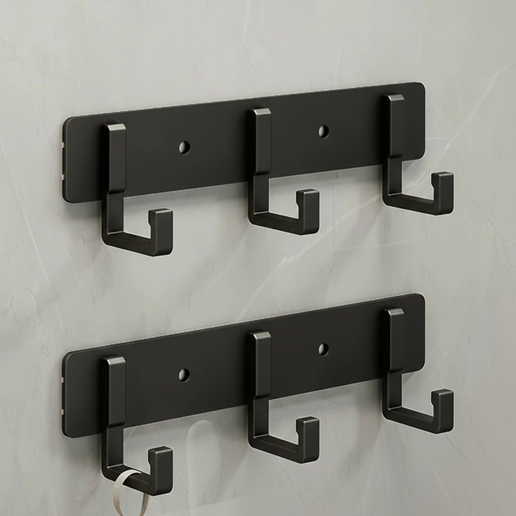 Wall Mounted Coat Rack — Stable Black Hooks, Heavy Duty Bracket
