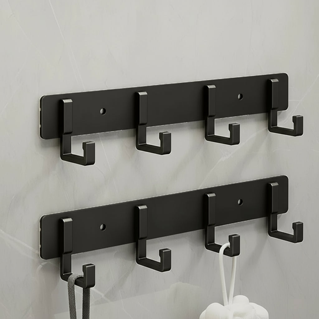 Wall Mounted Coat Rack — Stable Black Hooks, Heavy Duty Bracket