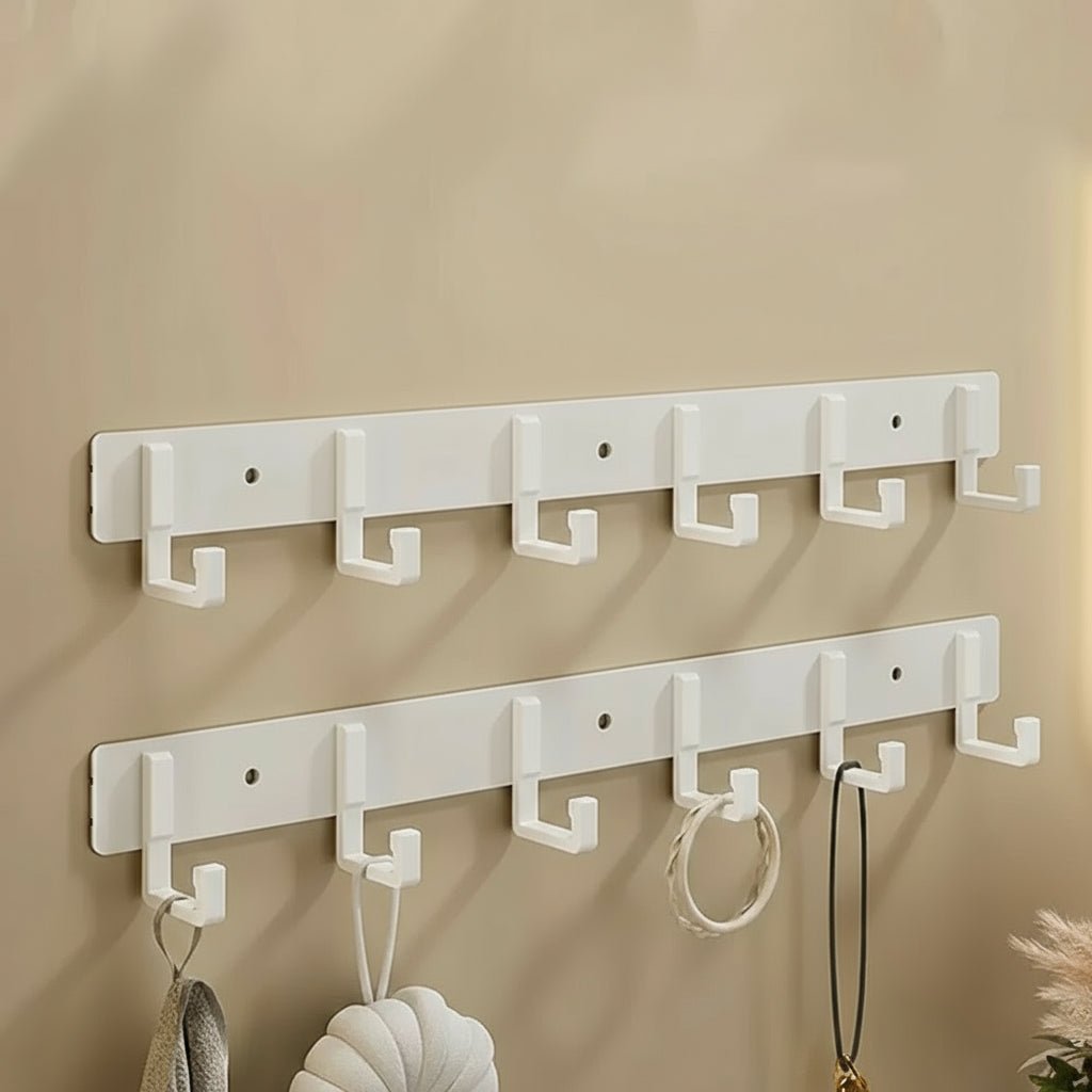 Wall Mounted Coat Rack — Stable Black Hooks, Heavy Duty Bracket