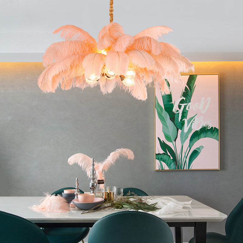 O'Moore Nordic Luxury Pendant Light, Brass/Feather | ventumra