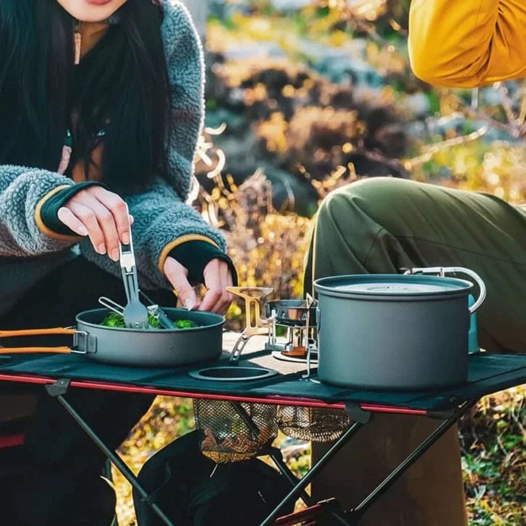Masă de camping pliabilă din aluminiu TrailSphere — Cadru pliabil de 2.5kg