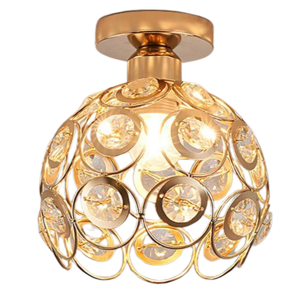 AuroraLux Gold Hallway Pendant Light With Crystal Accents