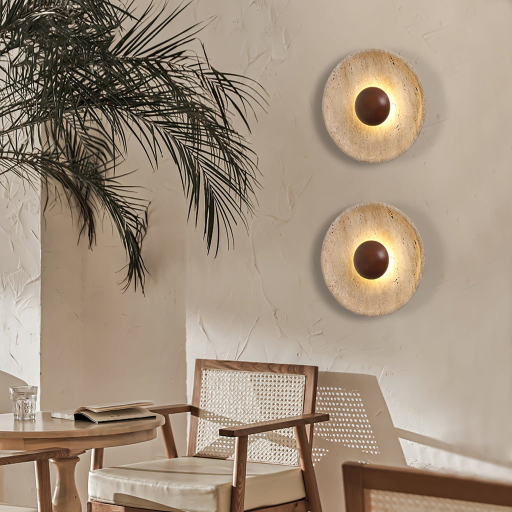 Aveny Sun Travertine Wall Lamp | ventumra