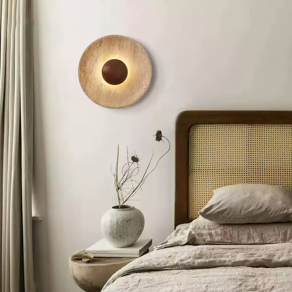 Aveny Sun Travertine Wall Lamp | ventumra