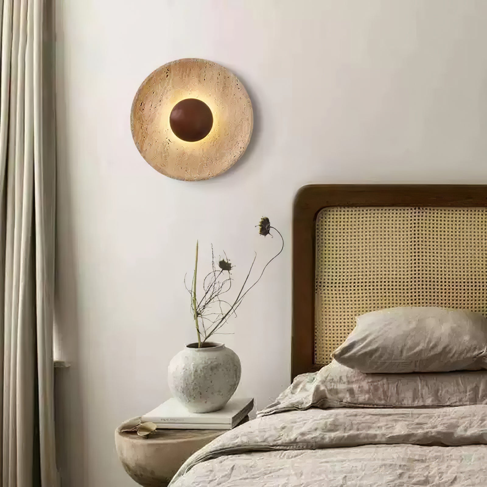 Aveny Sun Travertine Wall Lamp | ventumra