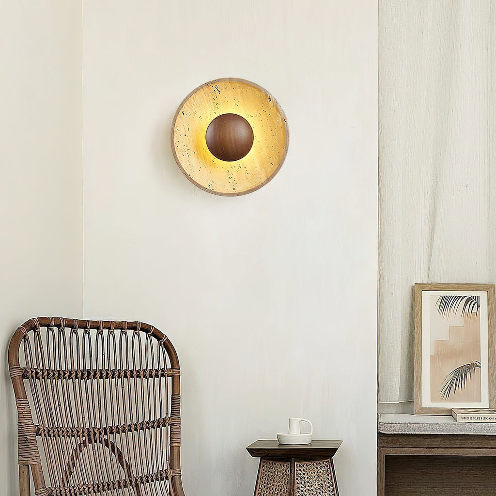 Aveny Sun Travertine Wall Lamp | ventumra
