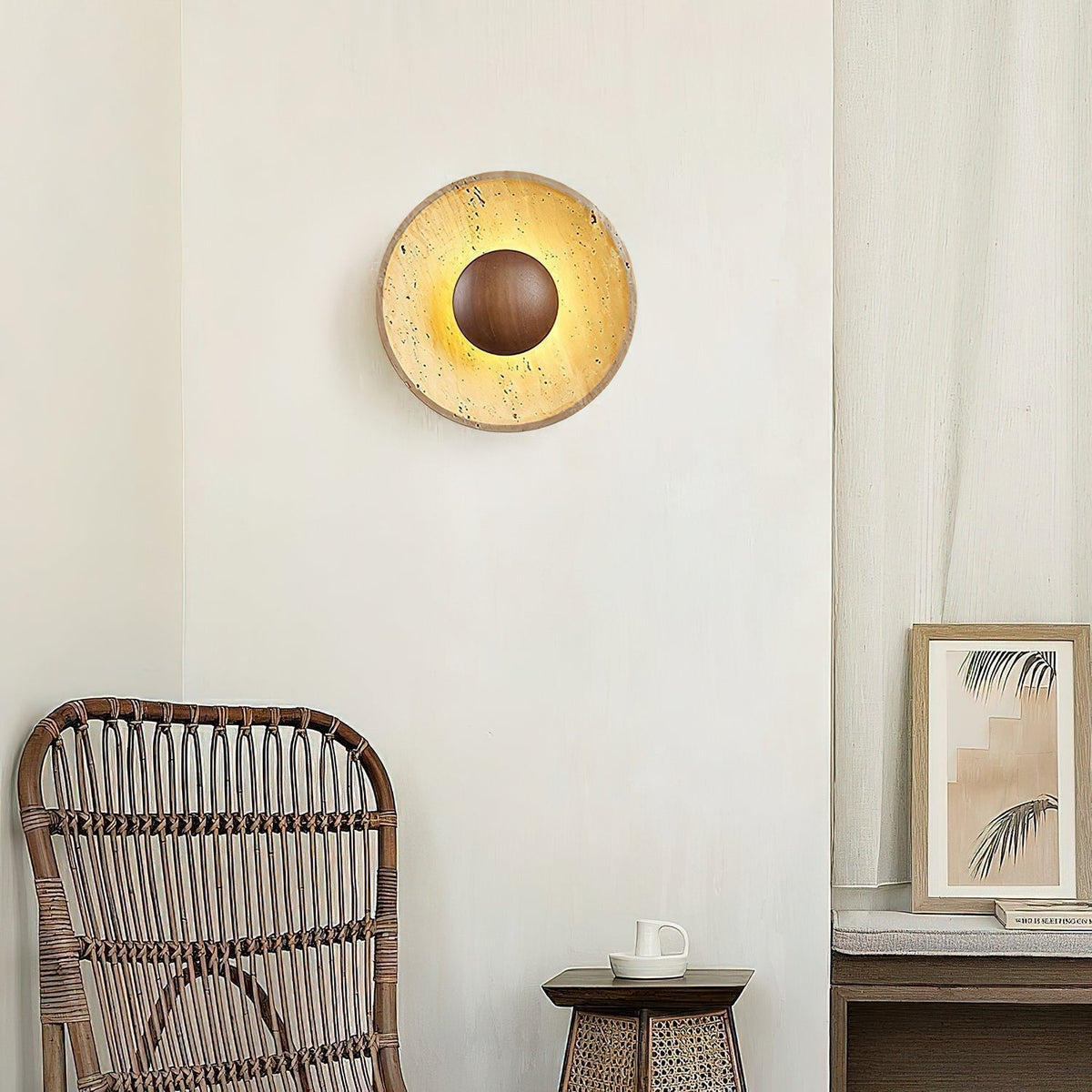 Aveny Sun Travertine Wall Lamp | ventumra
