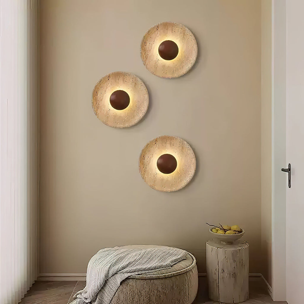 Aveny Sun Travertine Wall Lamp | ventumra