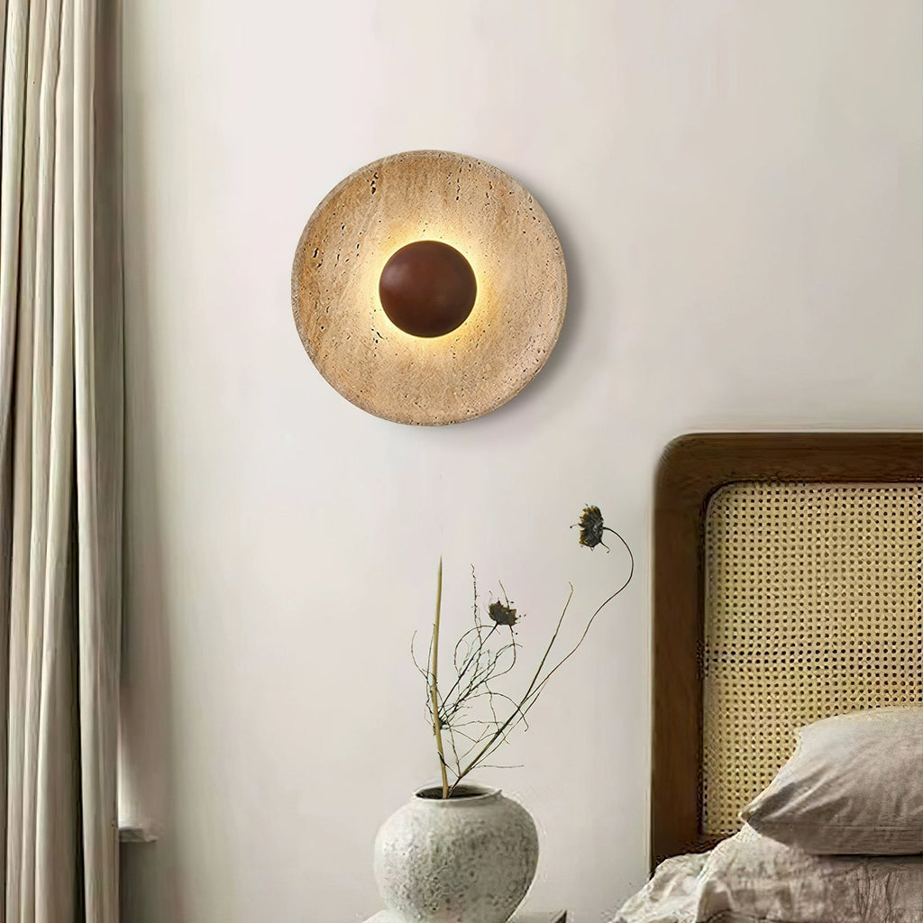 Aveny Sun Travertine Wall Lamp | ventumra