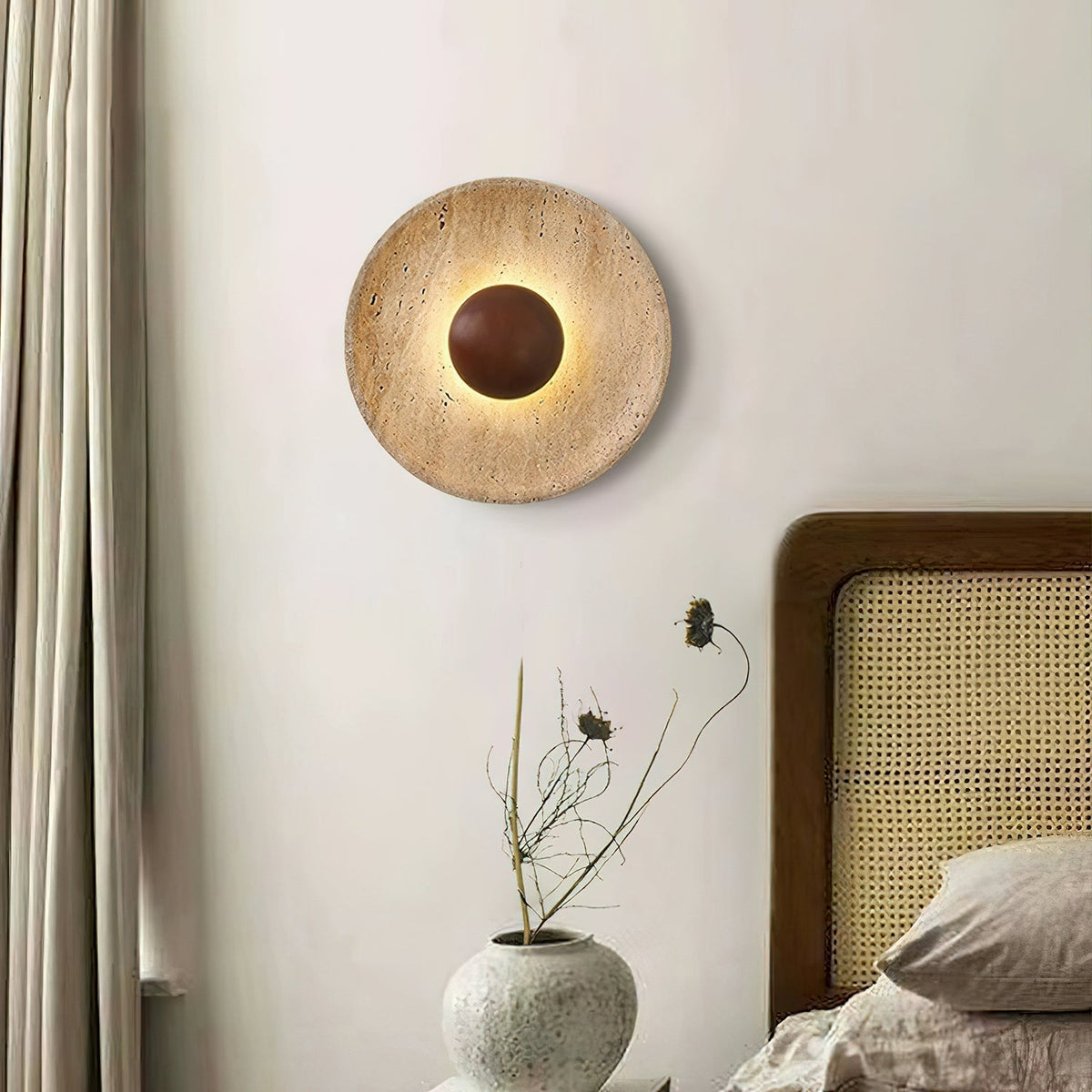Aveny Sun Travertine Wall Lamp | ventumra