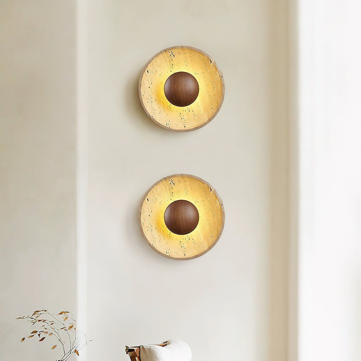 Aveny Sun Travertine Wall Lamp | ventumra