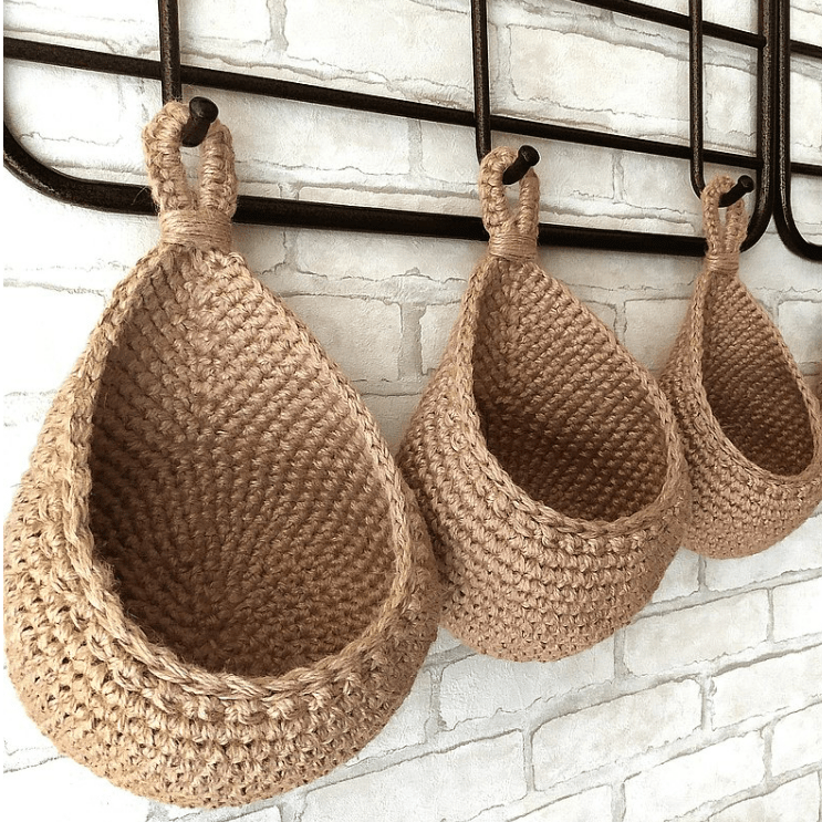 LoomNest Open-Weave Hanging Jute Basket — Wall Mounted Design