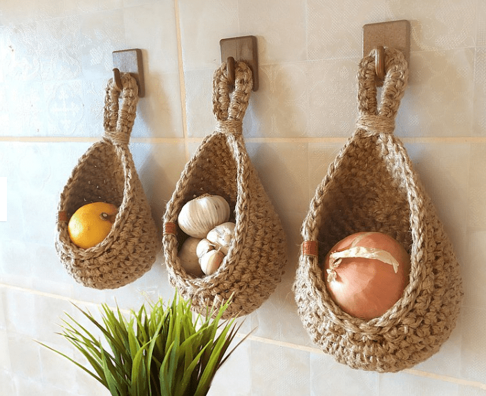 LoomNest Open-Weave Hanging Jute Basket — Wall Mounted Design