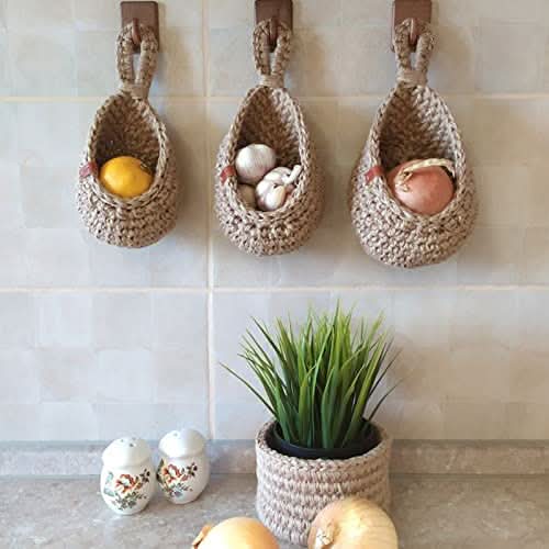 LoomNest Open-Weave Hanging Jute Basket — Wall Mounted Design