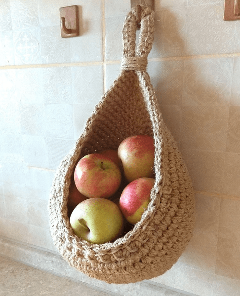 LoomNest Open-Weave Hanging Jute Basket — Wall Mounted Design