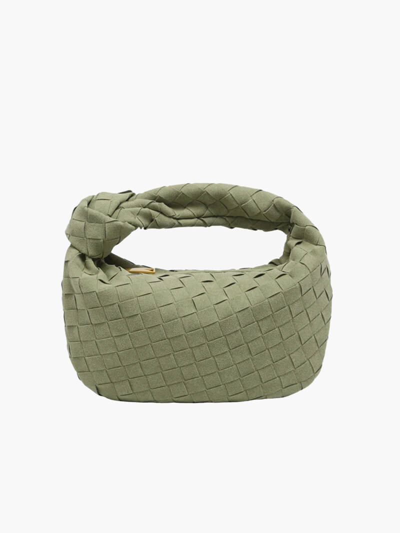 Pletená taška přes rameno z veganské semišové imitace - kompaktní crossbody
