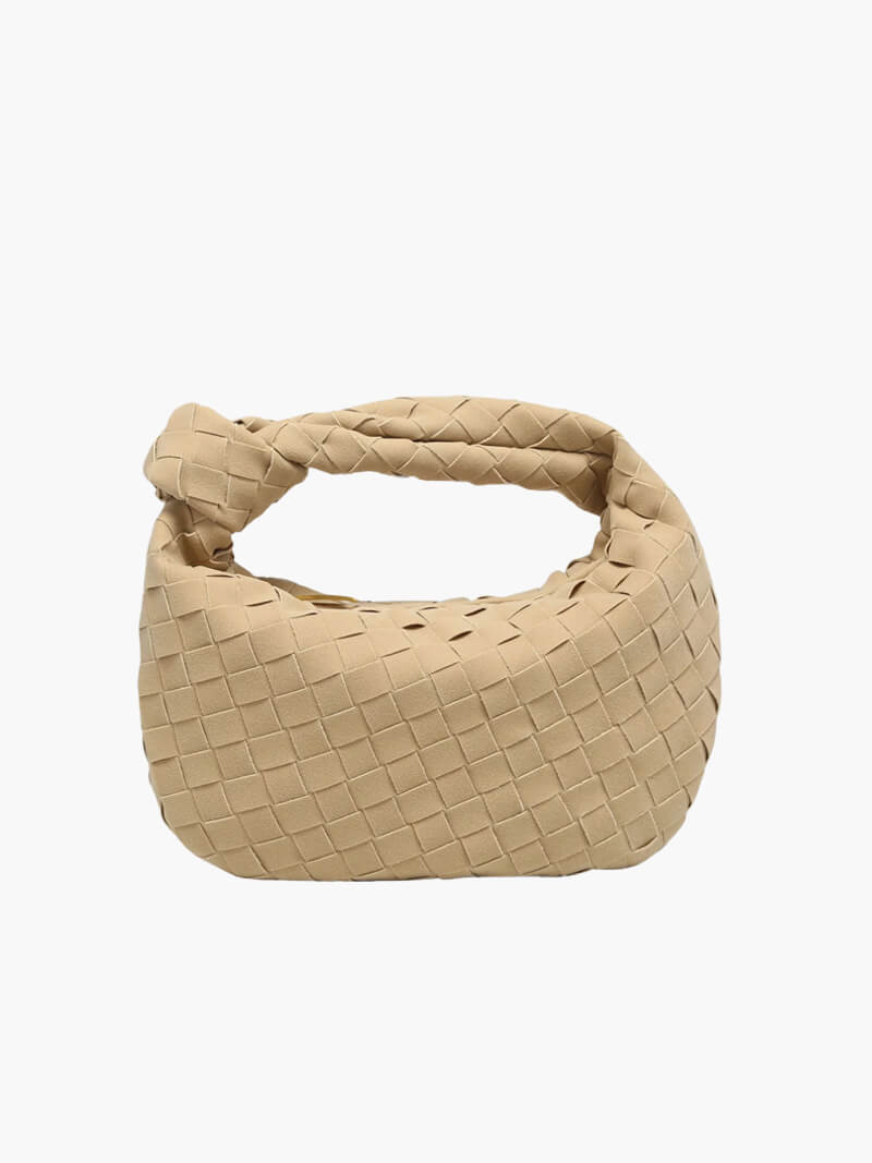 Pletená taška přes rameno z veganské semišové imitace - kompaktní crossbody