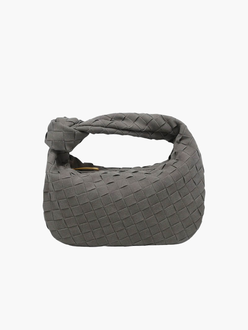 Pletená taška přes rameno z veganské semišové imitace - kompaktní crossbody