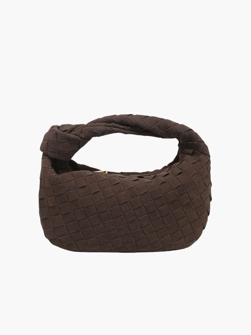 Pletená taška přes rameno z veganské semišové imitace - kompaktní crossbody