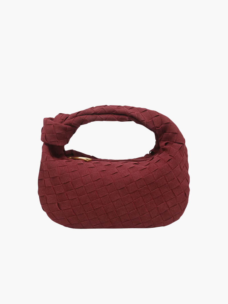 Pletená taška přes rameno z veganské semišové imitace - kompaktní crossbody