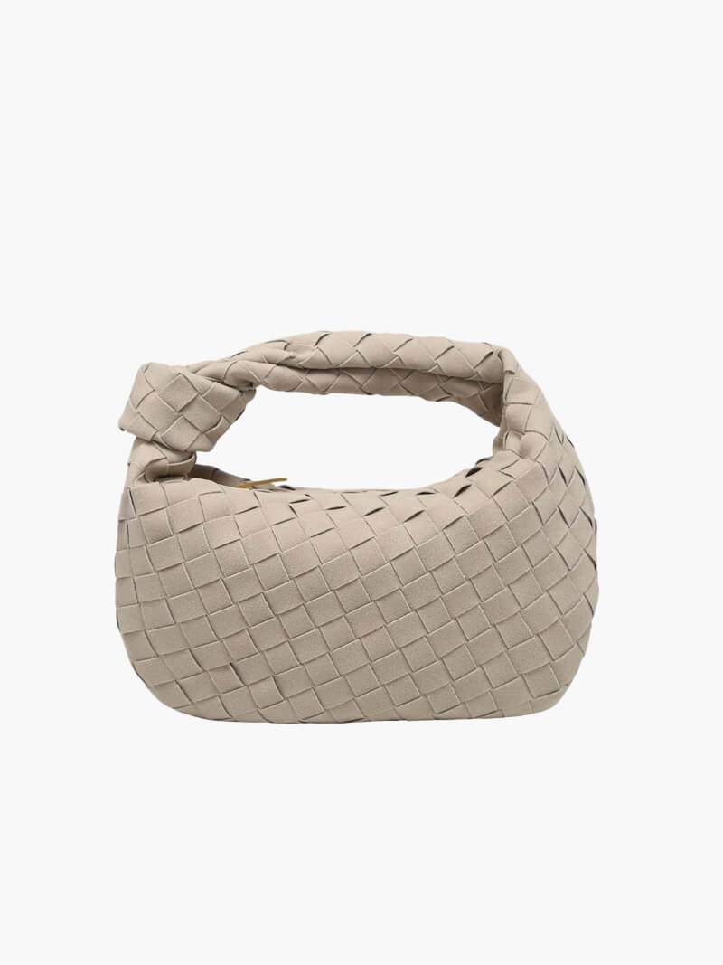 Pletená taška přes rameno z veganské semišové imitace - kompaktní crossbody