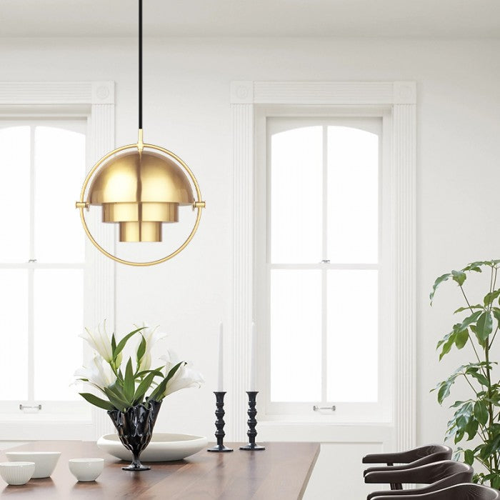 LyraArc LED Pendant Light With Rotating Metal Layered Design