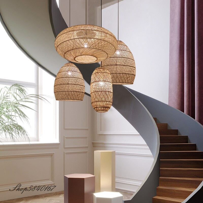 Zarela Rattan Pendant Light with Adjustable LED Glow