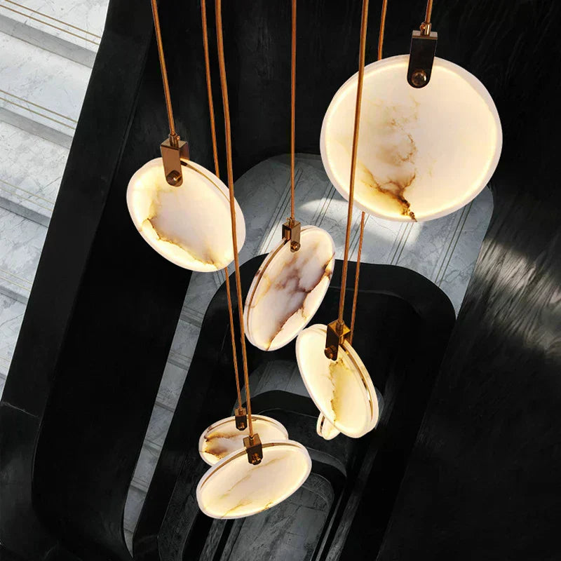 Aurea Marble Crystal Pendant Lights Modern LED Long