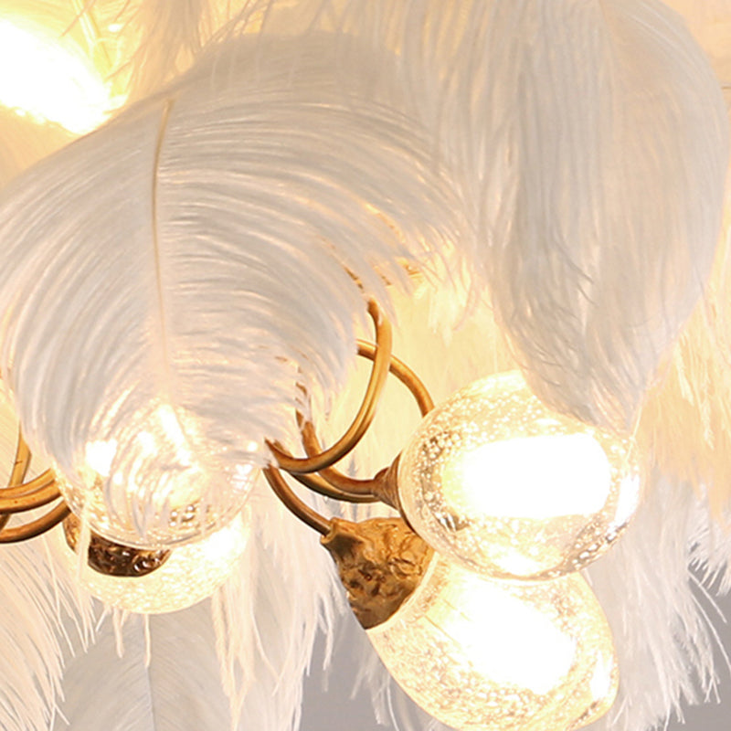 O'Moore Nordic Luxury Pendant Light, Brass/Feather | ventumra